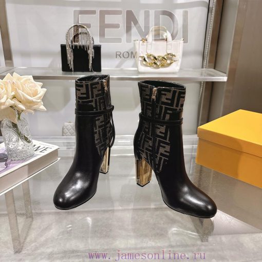 Genuine leather outsole2025 new color 𝙁𝙀𝙉𝘿𝙄 | Delfina leather high-heeled short boots〰 〰    ffn4op3r - Image 4