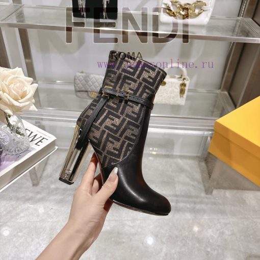 Genuine leather outsole2025 new color 𝙁𝙀𝙉𝘿𝙄 | Delfina leather high-heeled short boots〰 〰    ffn4op3r - Image 5
