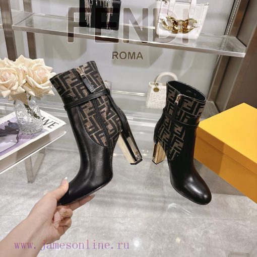 Genuine leather outsole2025 new color 𝙁𝙀𝙉𝘿𝙄 | Delfina leather high-heeled short boots〰 〰    ffn4op3r - Image 7