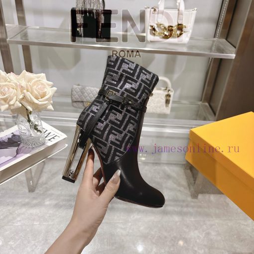 Genuine leather outsole2025 new color 𝙁𝙀𝙉𝘿𝙄 | Delfina leather high-heeled short boots〰 〰    38dh4pgt - Image 7