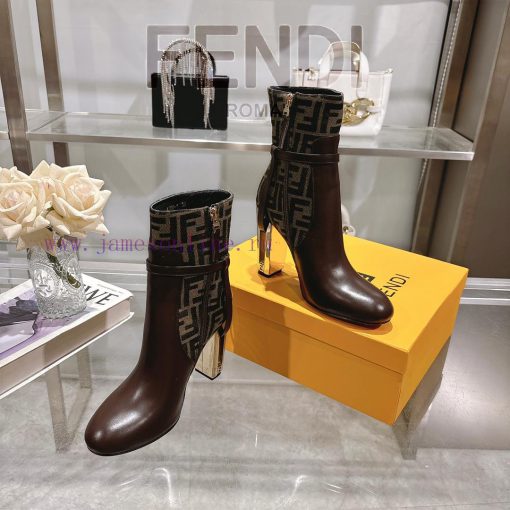 Genuine leather outsole2025 new color 𝙁𝙀𝙉𝘿𝙄 | Delfina leather high-heeled short boots〰 〰    5zyy3crq - Image 6