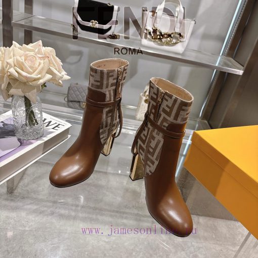 Genuine leather outsoleFendi 2025 new color 𝙁𝙀𝙉𝘿𝙄 | Fendi Delfina leather high-heeled short s4cqalg5 - Image 3
