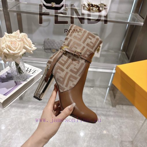 Genuine leather outsoleFendi 2025 new color 𝙁𝙀𝙉𝘿𝙄 | Fendi Delfina leather high-heeled short s4cqalg5 - Image 5