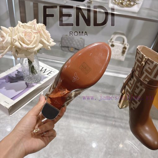 Genuine leather outsoleFendi 2025 new color 𝙁𝙀𝙉𝘿𝙄 | Fendi Delfina leather high-heeled short s4cqalg5 - Image 8