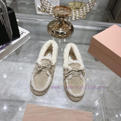 Miumiu Miu Le Fu shoes 2024 autumn and winter new cotton shoes hairy single shoes from Miu Mqo9tipad