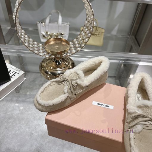 Miumiu Miu Le Fu shoes 2024 autumn and winter new cotton shoes hairy single shoes from Miu Mqo9tipad - Image 6