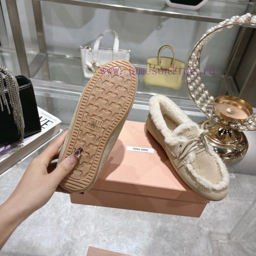 Miumiu Miu Le Fu shoes 2024 autumn and winter new cotton shoes hairy single shoes from Miu Mqo9tipad - Image 7