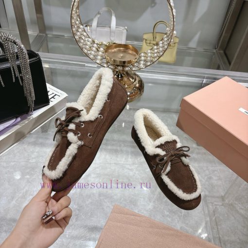 Miumiu Miu Le Fu shoes 2024 autumn and winter new cotton shoes hairy single shoes from Miu Mav7bdq4w - Image 4