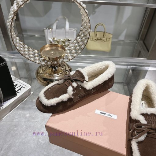 Miumiu Miu Le Fu shoes 2024 autumn and winter new cotton shoes hairy single shoes from Miu Mav7bdq4w - Image 5