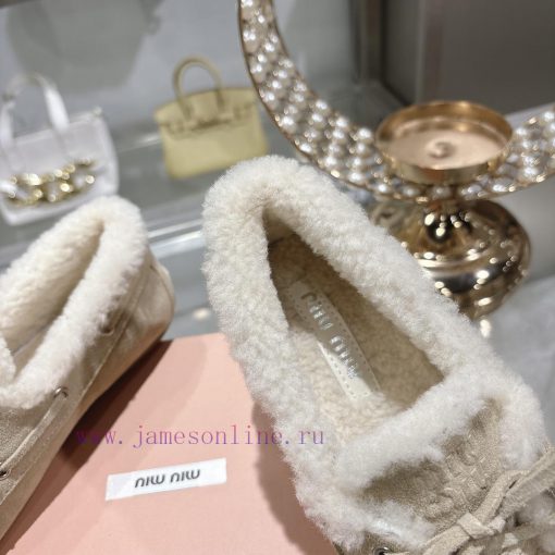 Miumiu Miu Le Fu shoes 2024 autumn and winter new cotton shoes hairy single shoes from Miu Mqo9tipad - Image 10