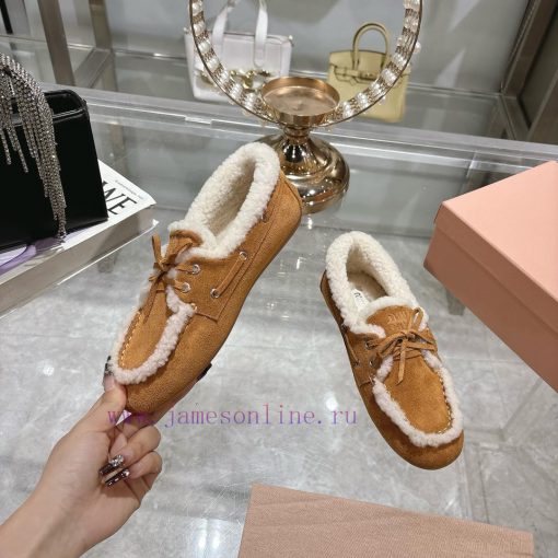 Miumiu Miu Le Fu shoes 2024 autumn and winter new cotton shoes hairy single shoes from Miu M1wf0734q - Image 4