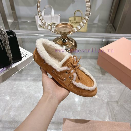 Miumiu Miu Le Fu shoes 2024 autumn and winter new cotton shoes hairy single shoes from Miu M1wf0734q - Image 5
