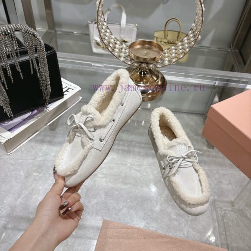 Miumiu Miu Le Fu shoes 2024 autumn and winter new cotton shoes hairy single shoes from Miu Mzfboq9xg - Image 4