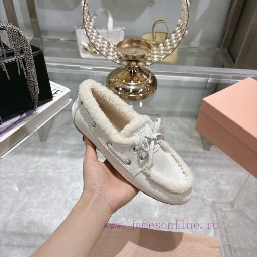 Miumiu Miu Le Fu shoes 2024 autumn and winter new cotton shoes hairy single shoes from Miu Mzfboq9xg - Image 5