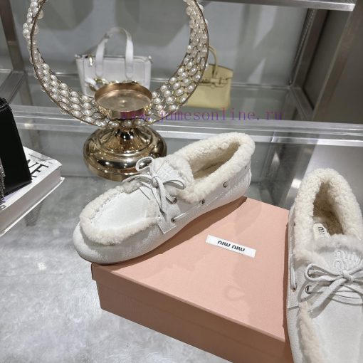 Miumiu Miu Le Fu shoes 2024 autumn and winter new cotton shoes hairy single shoes from Miu Mzfboq9xg - Image 6
