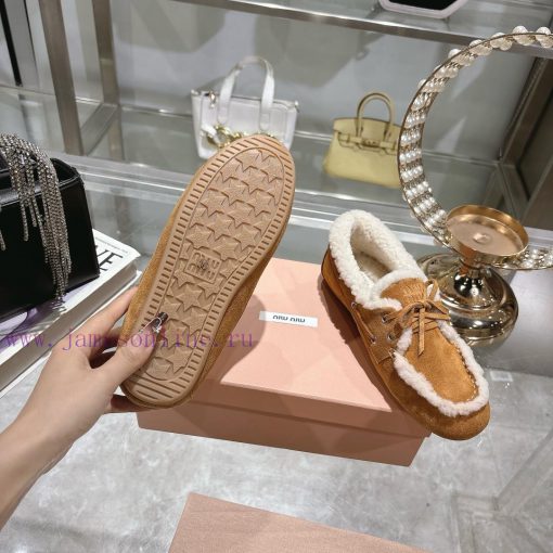 Miumiu Miu Le Fu shoes 2024 autumn and winter new cotton shoes hairy single shoes from Miu M1wf0734q - Image 10