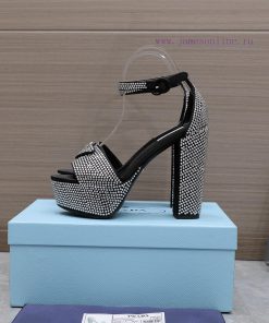 Prada 2024 SS Latest Fashion Show Silk Full Diamond High HeelsOriginal purchase details comp8v0u06da