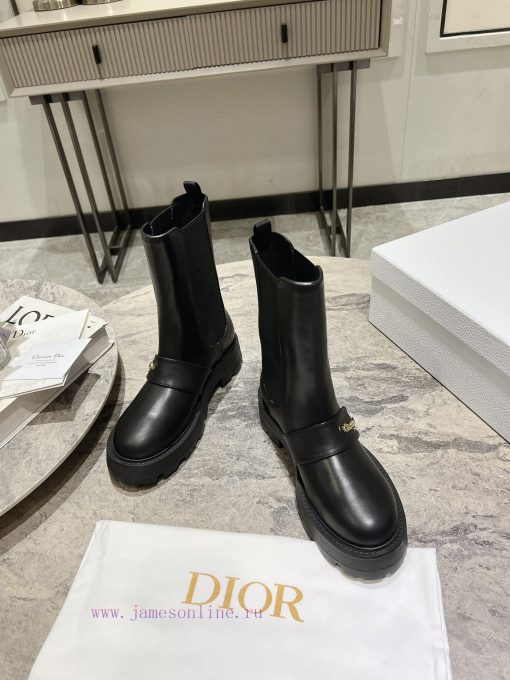Dior 2024 Autumn/Winter New D-Town Collection Punk Style Coarse Heeled Women's Boots Star Sauc8f8di9 - Image 4