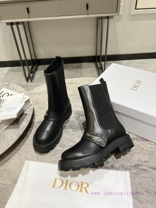Dior 2024 Autumn/Winter New D-Town Collection Punk Style Coarse Heeled Women's Boots Star Sauc8f8di9 - Image 5