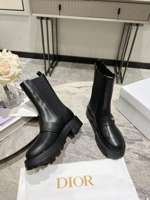 Dior 2024 Autumn/Winter New D-Town Collection Punk Style Coarse Heeled Women's Boots Star Sauc8f8di9 - Image 6