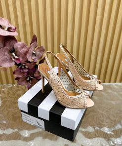 Aquazzura 2024 New Top Pineapple Women's Mesh Mesh Fish Mouth High Heel Sandals Original 1:18qmbl32h