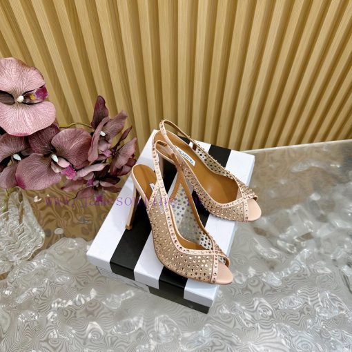 Aquazzura 2024 New Top Pineapple Women's Mesh Mesh Fish Mouth High Heel Sandals Original 1:18qmbl32h - Image 4