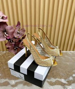 Aquazzura 2024 New Top Pineapple Women's Mesh Mesh Fish Mouth High Heel Sandals Original 1:11yoqzo6d