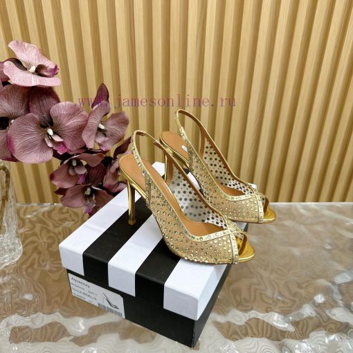 Aquazzura 2024 New Top Pineapple Women's Mesh Mesh Fish Mouth High Heel Sandals Original 1:11yoqzo6d