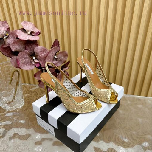 Aquazzura 2024 New Top Pineapple Women's Mesh Mesh Fish Mouth High Heel Sandals Original 1:11yoqzo6d - Image 3