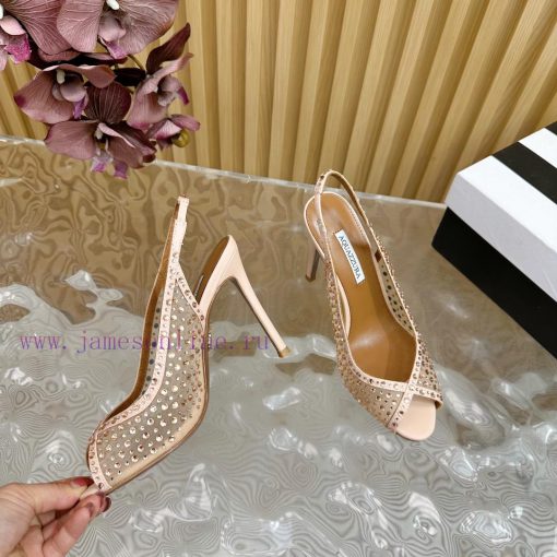 Aquazzura 2024 New Top Pineapple Women's Mesh Mesh Fish Mouth High Heel Sandals Original 1:18qmbl32h - Image 8