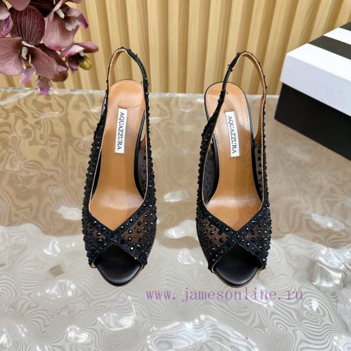 Aquazzura 2024 New Top Pineapple Women's Mesh Mesh Fish Mouth High Heel Sandals Original 1:1j6yk0ph7 - Image 6