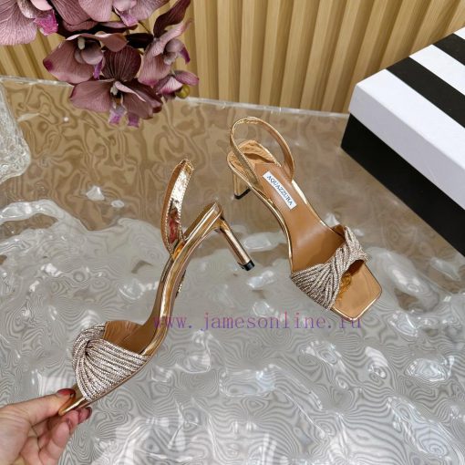 Aquazzura2024 New Top Pineapple Women's Twisted Flower Weaving Slippers High Heel Sandals Or6wu8zk37 - Image 7