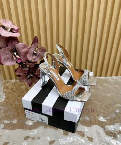 Aquazzura2024 New Top Pineapple Women's Twisted Flower Weaving Slippers High Heel Sandals Ormhc3uar5