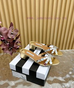 Aquazzura 2024 New Top Pineapple Women's Twisted Flower Diamond Slippers Thick Heel Sandals ub8z1oqo