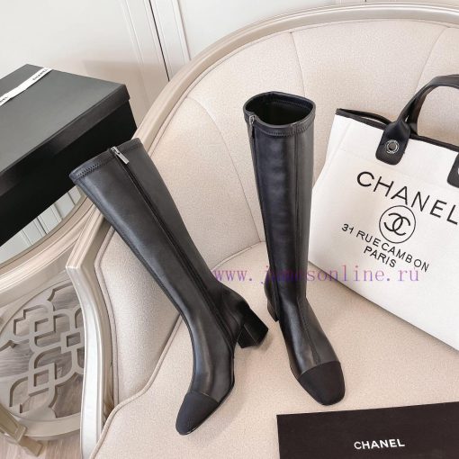 Chanel Chanel timeless classic patchwork thick heel elastic boots interpret elegant Chanel sd10pcy5l - Image 3