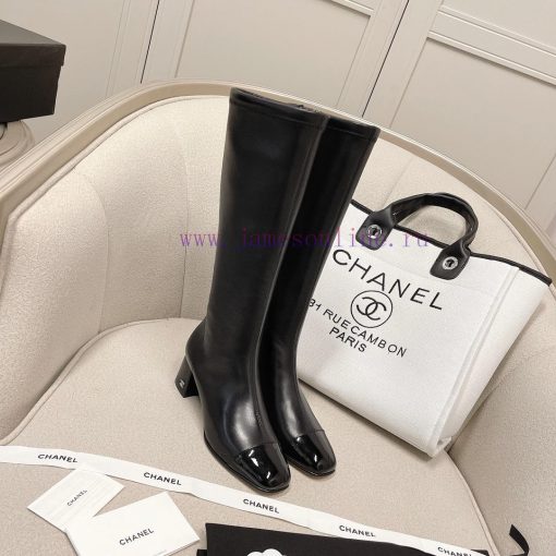 Chanel Chanel timeless classic patchwork thick heel elastic boots interpret elegant Chanel sha6qdonn
