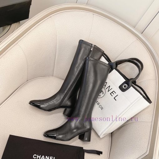 Chanel Chanel timeless classic patchwork thick heel elastic boots interpret elegant Chanel sha6qdonn - Image 3