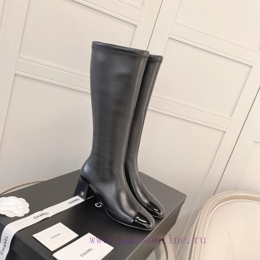 Chanel Chanel timeless classic patchwork thick heel elastic boots interpret elegant Chanel sha6qdonn - Image 4