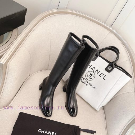 Chanel Chanel timeless classic patchwork thick heel elastic boots interpret elegant Chanel sha6qdonn - Image 6