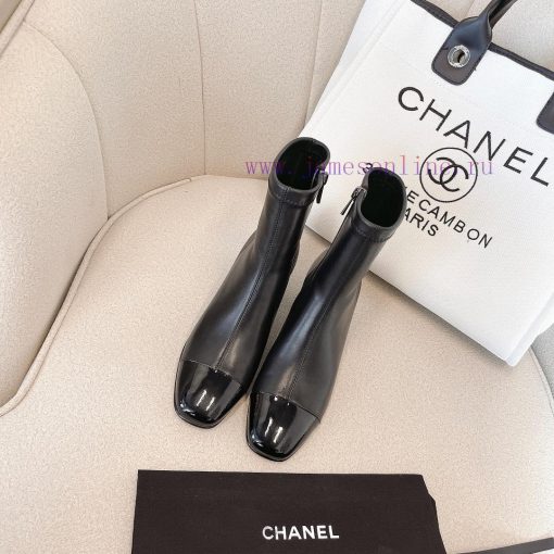 Chanel Chanel timeless classic patchwork thick heel elastic boots interpret elegant Chanel s8mw5uivc