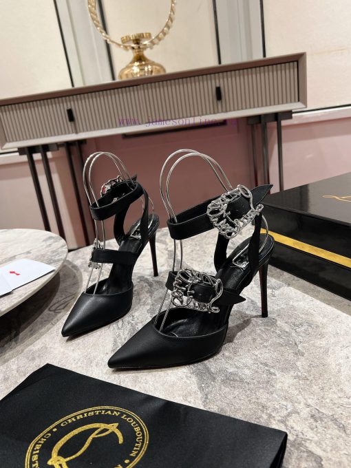 CL buckle shoes ∙ ꫛꫀ w ︎ It comes with 100mm stiletto heels made entirely of black calf leatt34iooed