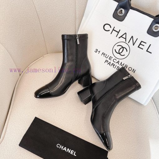 Chanel Chanel timeless classic patchwork thick heel elastic boots interpret elegant Chanel s8mw5uivc - Image 5