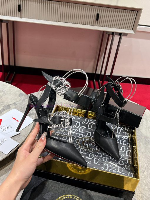 CL buckle shoes ∙ ꫛꫀ w ︎ It comes with 100mm stiletto heels made entirely of black calf leatt34iooed - Image 5