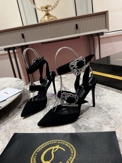 CL buckle shoes ∙ ꫛꫀ w ︎ It comes with 100mm stiletto heels made entirely of black calf leatsaa56dcx - Image 4