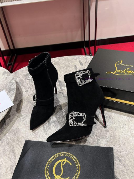 CL buckle boots ∙ ꫛꫀ w ︎It comes with 100mm stiletto heels made entirely of black calf leathqi0tjati - Image 3