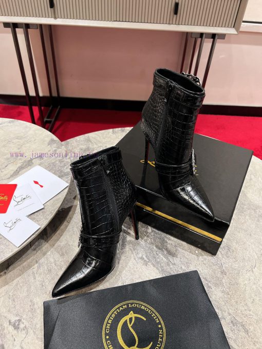 CL buckle boots ∙ ꫛꫀ w ︎It comes with 100mm stiletto heels made entirely of black calf leathgwetgg8j - Image 3