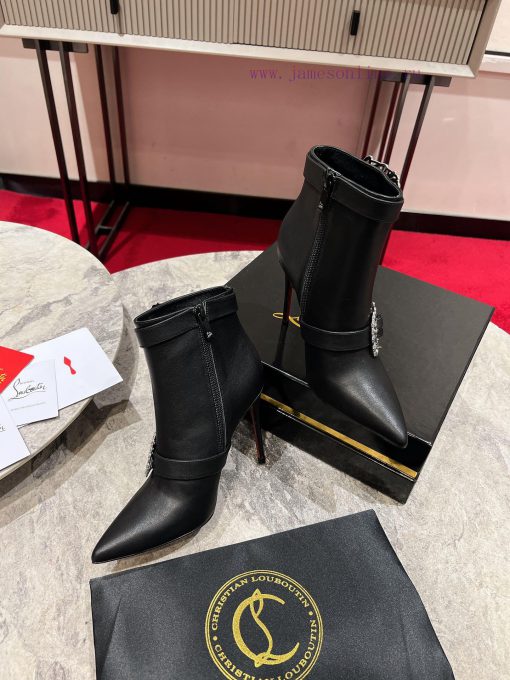 CL buckle boots ∙ ꫛꫀ w ︎It comes with 100mm stiletto heels made entirely of black calf leathaece6dv6 - Image 3