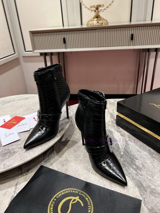 CL buckle boots ∙ ꫛꫀ w ︎It comes with 100mm stiletto heels made entirely of black calf leathgwetgg8j - Image 5