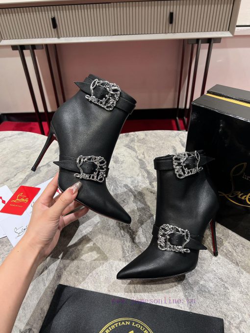 CL buckle boots ∙ ꫛꫀ w ︎It comes with 100mm stiletto heels made entirely of black calf leathaece6dv6 - Image 7