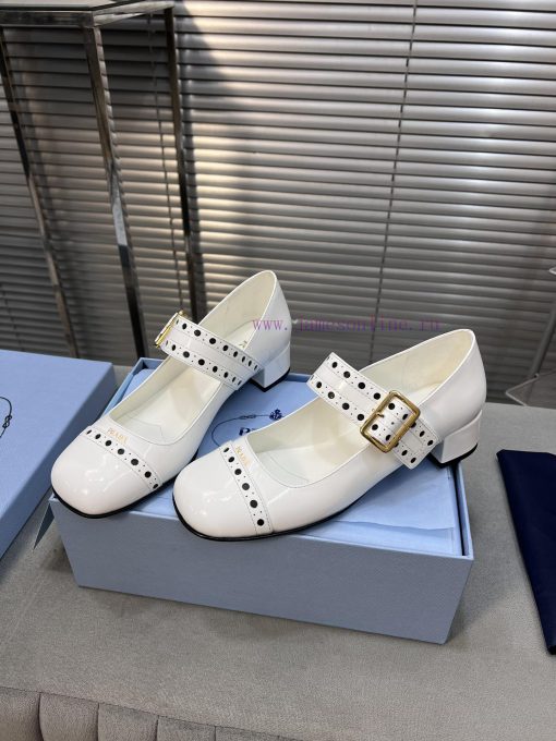 PRADA Prada 25ss Spring New Edition Mary Jane Single ShoesImported open edge pearl cowhide uv6th9zre - Image 3